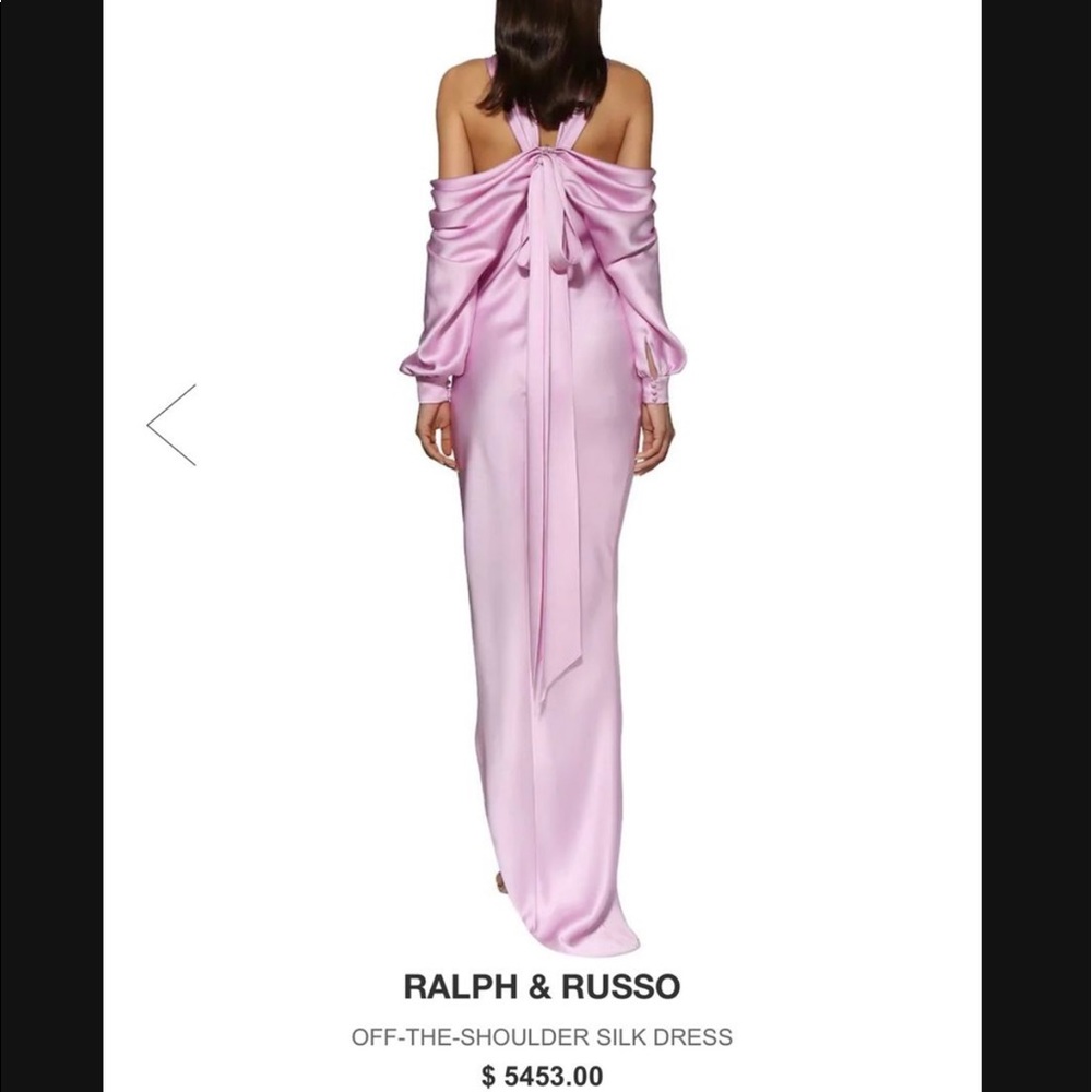 Ralph & Russo Beautiful Italian silk (peony pink) off the shoulder dress..